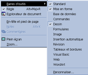 menu outils